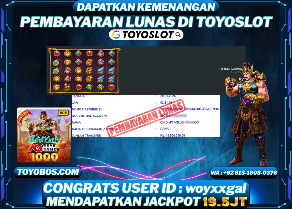 BUKTI KEMENANGAN Kakek Zeus Aryagames Rp19,500,000- LUNAS